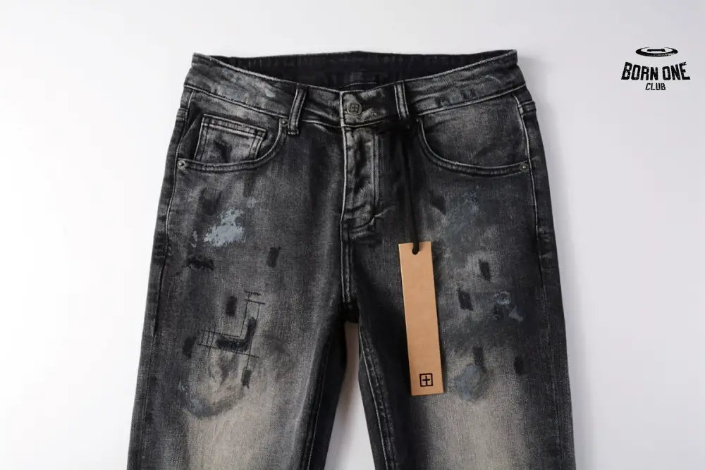 Calça Jeans Ksubi Cinza Lavada Patches