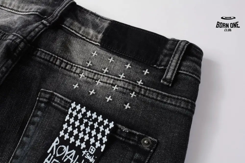 Calça Jeans Ksubi Cinza Lavada Patches