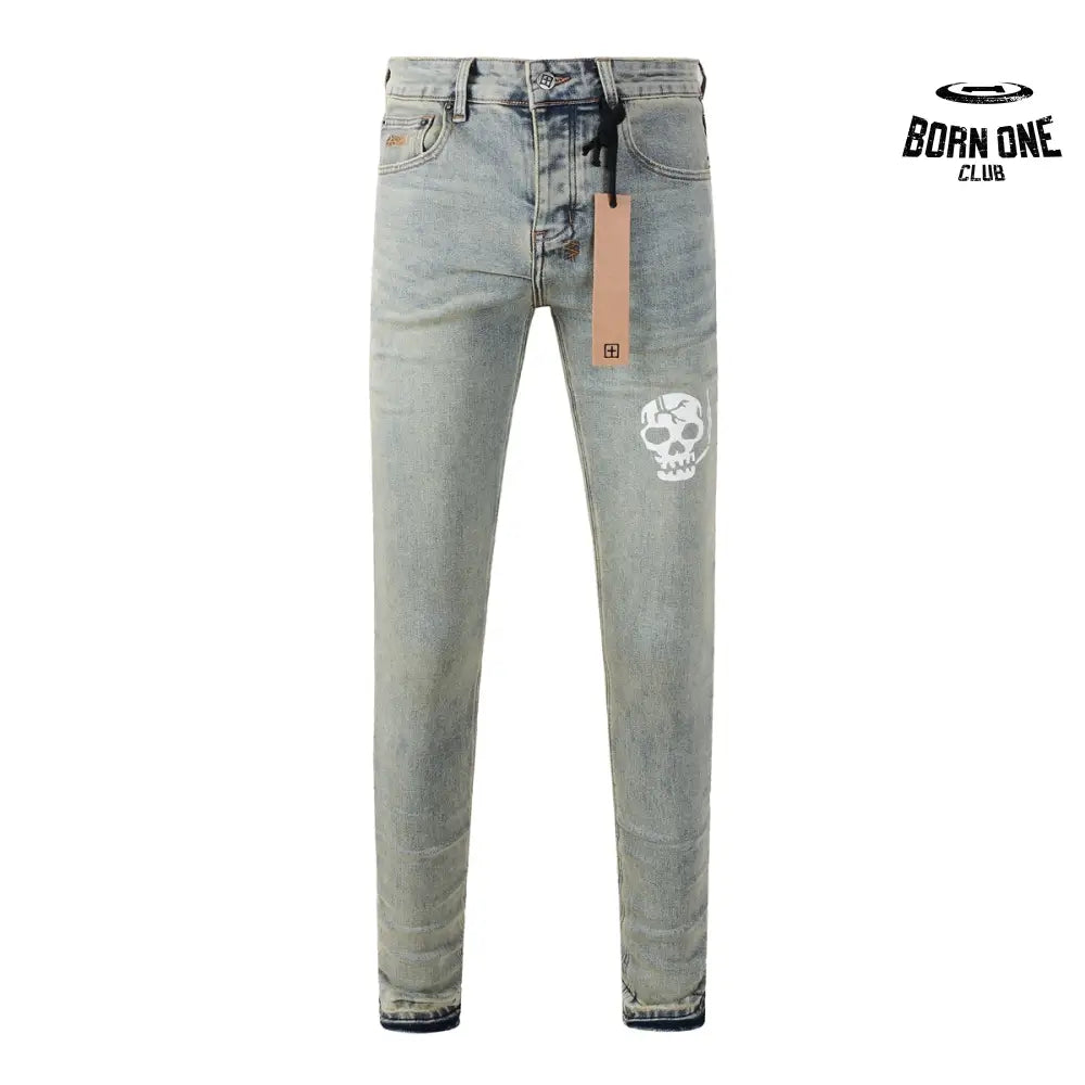 Calça Jeans Ksubi Verde Lavada Caveira