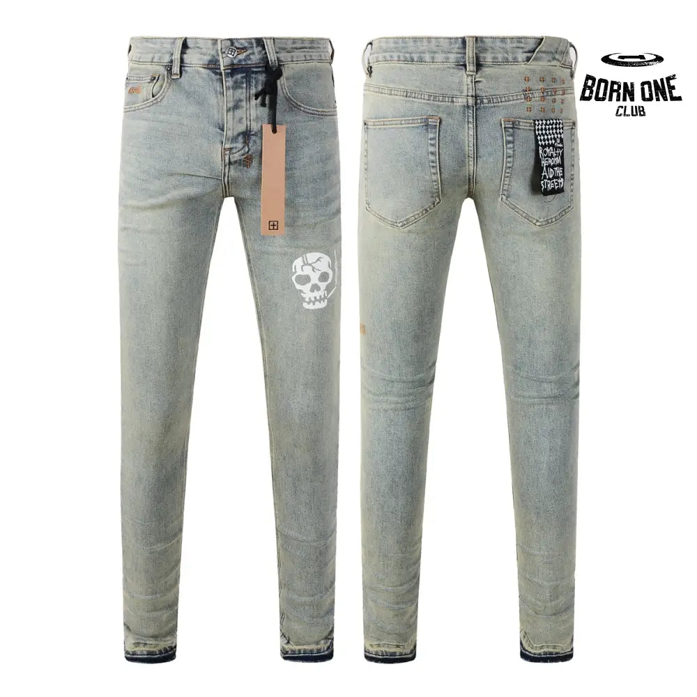 Calça Jeans Ksubi Verde Lavada Caveira