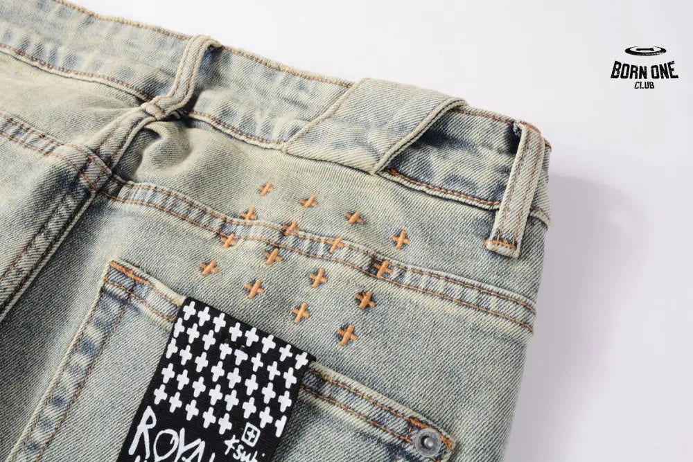 Calça Jeans Ksubi Verde Lavada Caveira