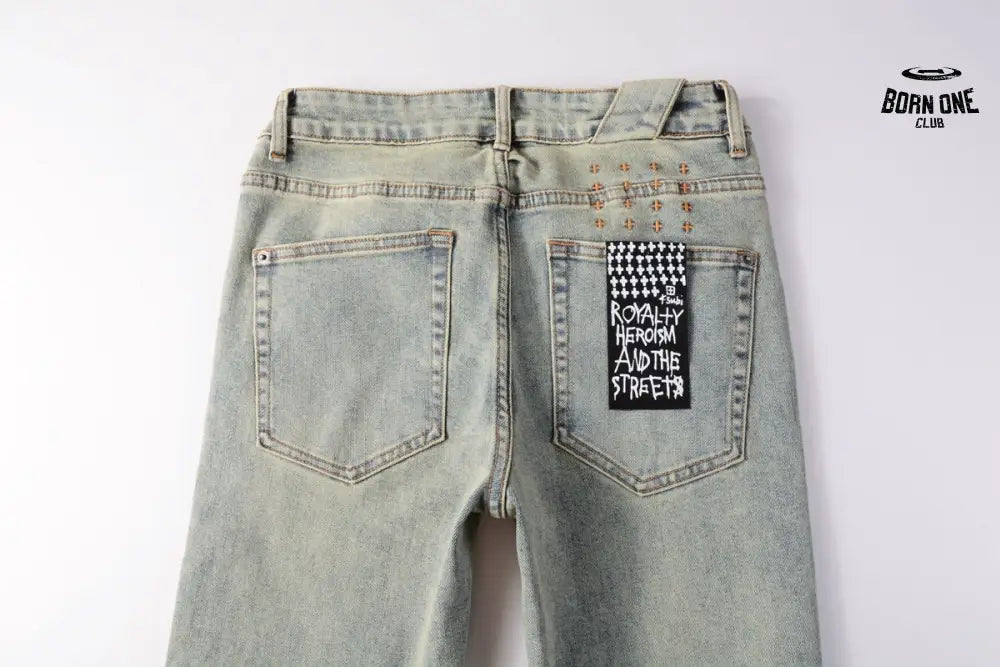 Calça Jeans Ksubi Verde Lavada Caveira