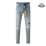 Calça Jeans Ksubi Azul Claro Destroyed Logo