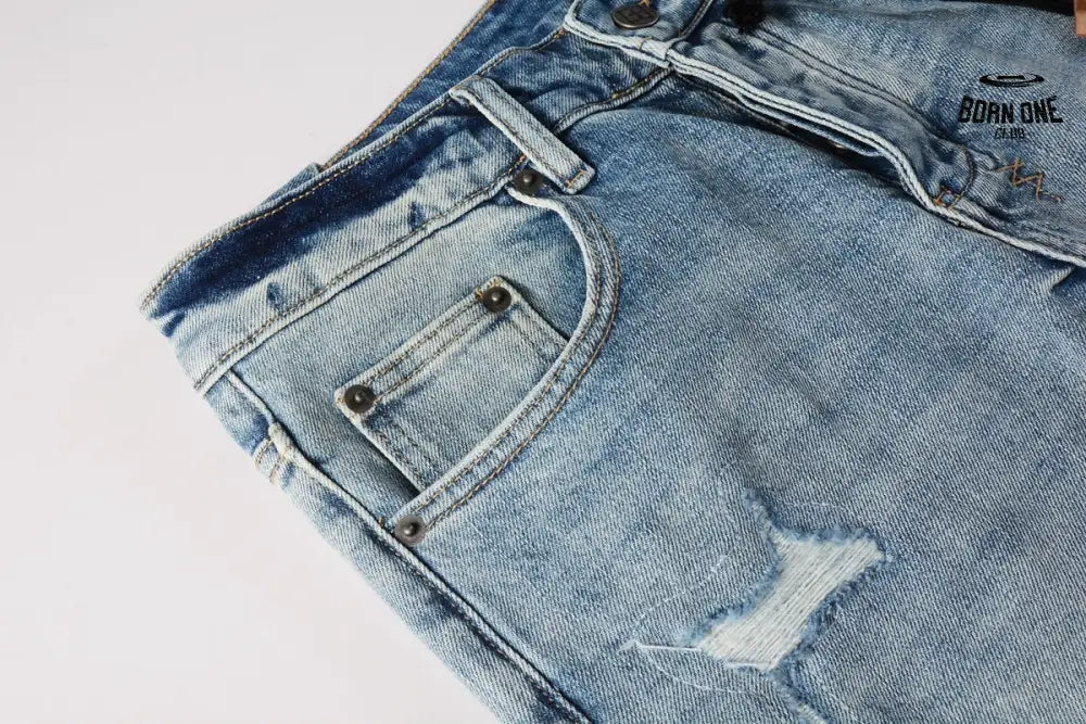 Calça Jeans Ksubi Azul Claro Destroyed Logo
