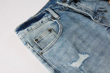 Calça Jeans Ksubi Azul Claro Destroyed Logo