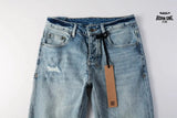 Calça Jeans Ksubi Azul Claro Destroyed Logo