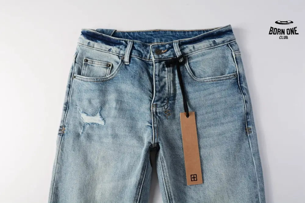 Calça Jeans Ksubi Azul Claro Destroyed Logo