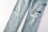 Calça Jeans Ksubi Azul Claro Destroyed Logo