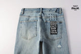 Calça Jeans Ksubi Azul Claro Destroyed Logo
