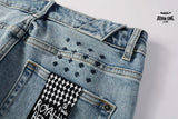 Calça Jeans Ksubi Azul Claro Destroyed Logo