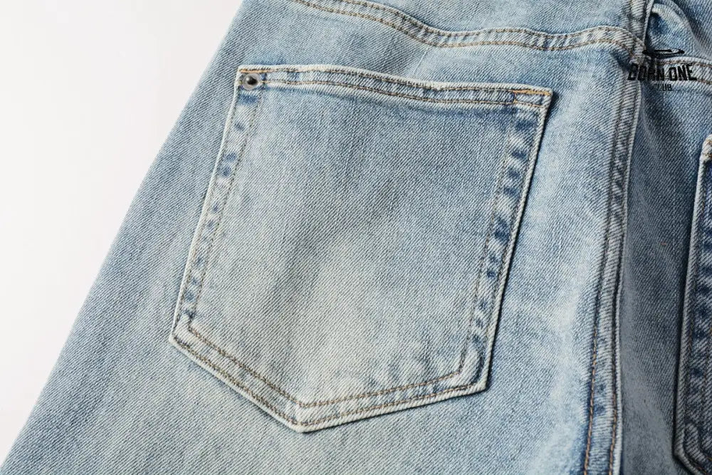 Calça Jeans Ksubi Azul Claro Destroyed Logo