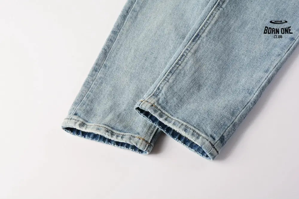 Calça Jeans Ksubi Azul Claro Destroyed Logo