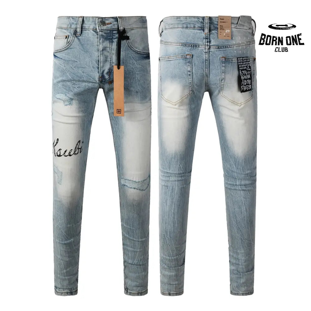 Calça Jeans Ksubi Azul Claro Logo Script
