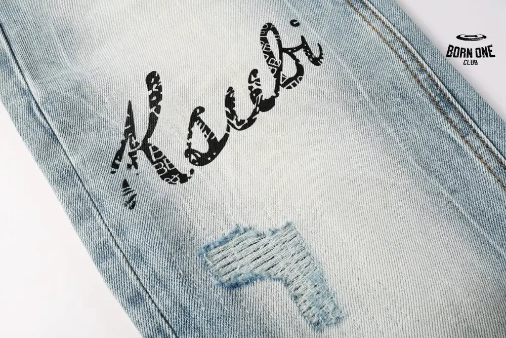Calça Jeans Ksubi Azul Claro Logo Script