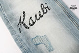 Calça Jeans Ksubi Azul Claro Logo Script