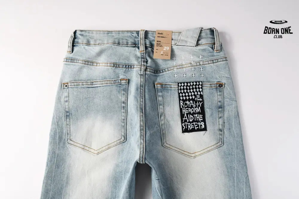 Calça Jeans Ksubi Azul Claro Logo Script