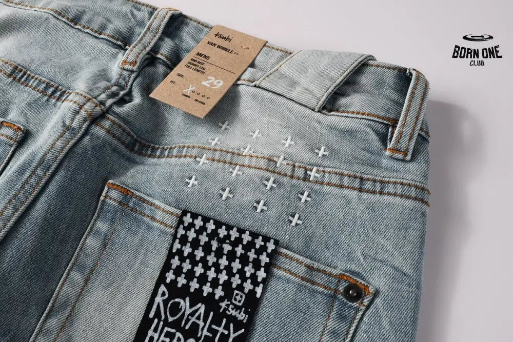 Calça Jeans Ksubi Azul Claro Logo Script