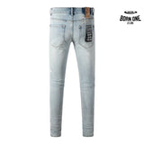 Calça Jeans Ksubi Azul Claro Corte no Joelho
