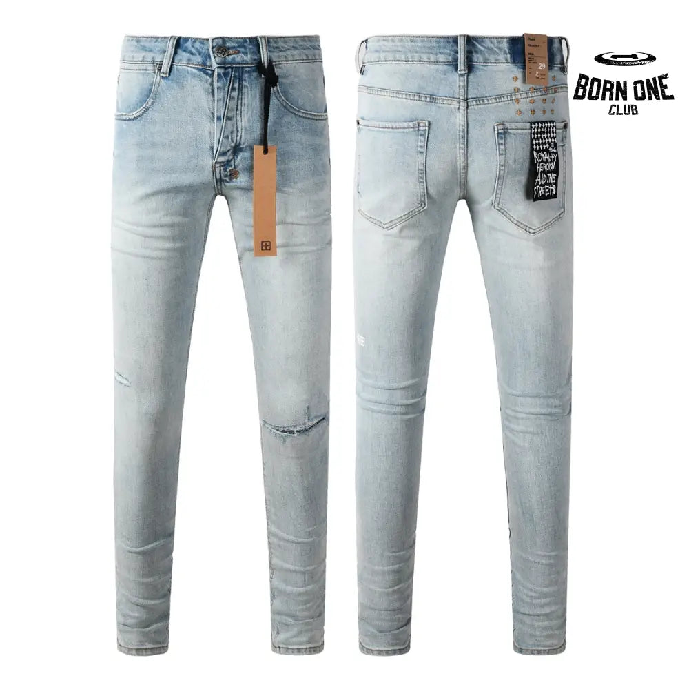 Calça Jeans Ksubi Azul Claro Corte no Joelho