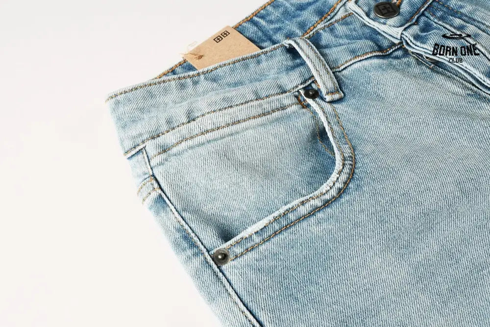 Calça Jeans Ksubi Azul Claro Corte no Joelho