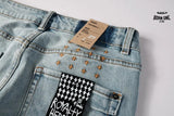 Calça Jeans Ksubi Azul Claro Corte no Joelho