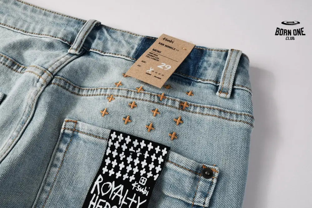 Calça Jeans Ksubi Azul Claro Corte no Joelho