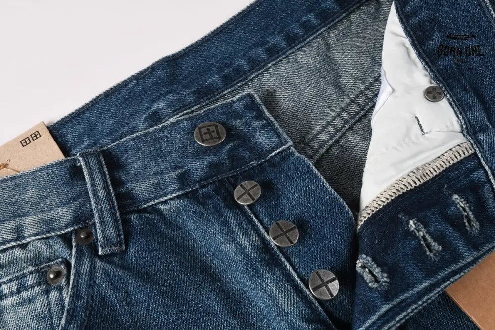 Calça Jeans Ksubi Reta Azul Médio Destroyed