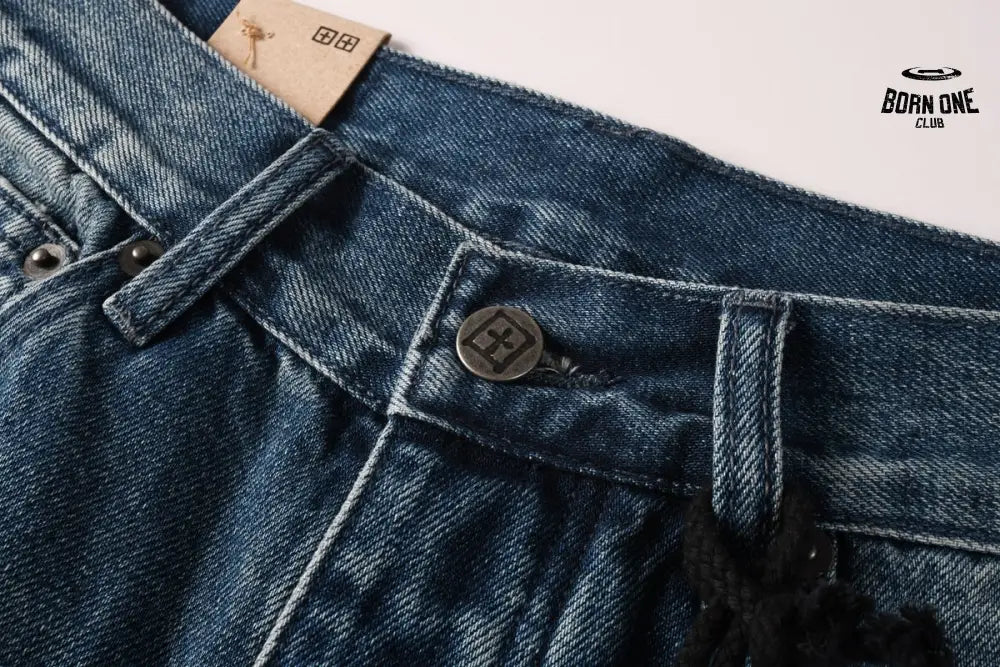 Calça Jeans Ksubi Reta Azul Médio Destroyed