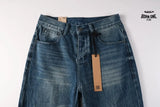 Calça Jeans Ksubi Reta Azul Médio Destroyed