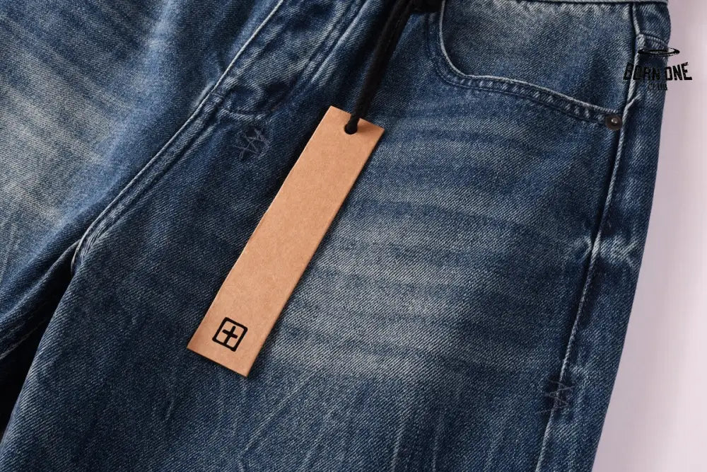 Calça Jeans Ksubi Reta Azul Médio Destroyed