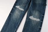 Calça Jeans Ksubi Reta Azul Médio Destroyed