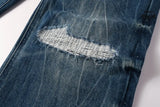 Calça Jeans Ksubi Reta Azul Médio Destroyed