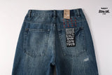 Calça Jeans Ksubi Reta Azul Médio Destroyed