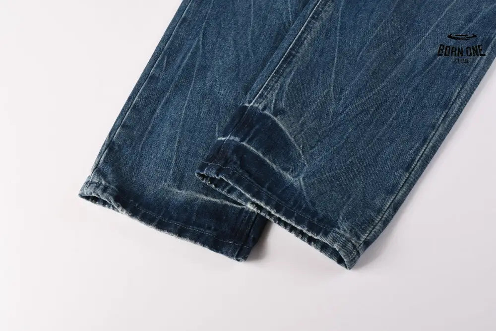 Calça Jeans Ksubi Reta Azul Médio Destroyed