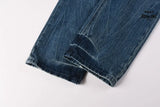 Calça Jeans Ksubi Reta Azul Médio Destroyed