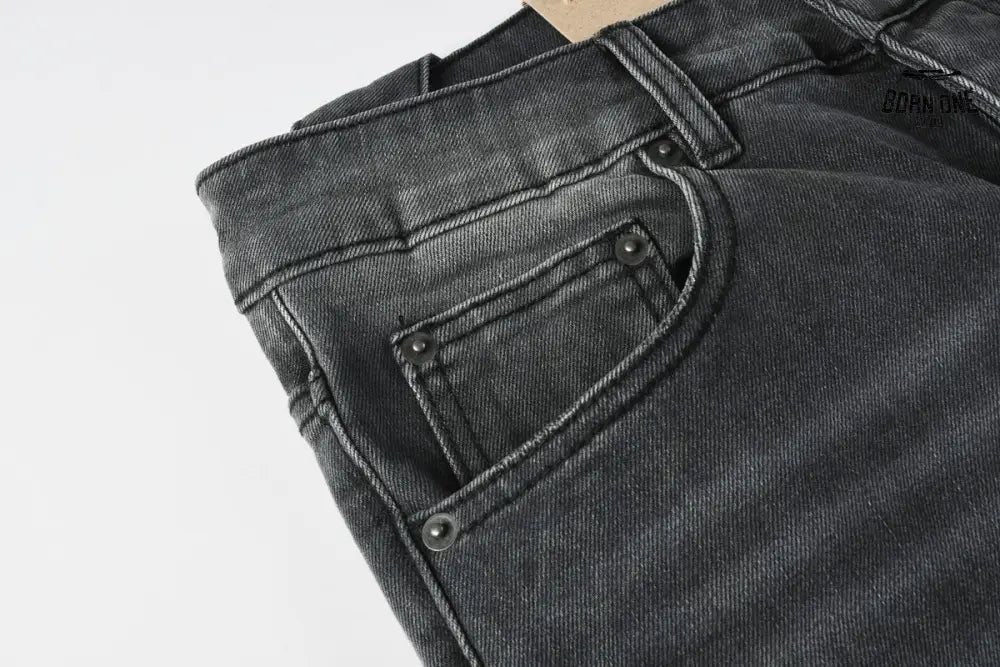 Calça Jeans Ksubi Cinza Escura Destroyed Logo
