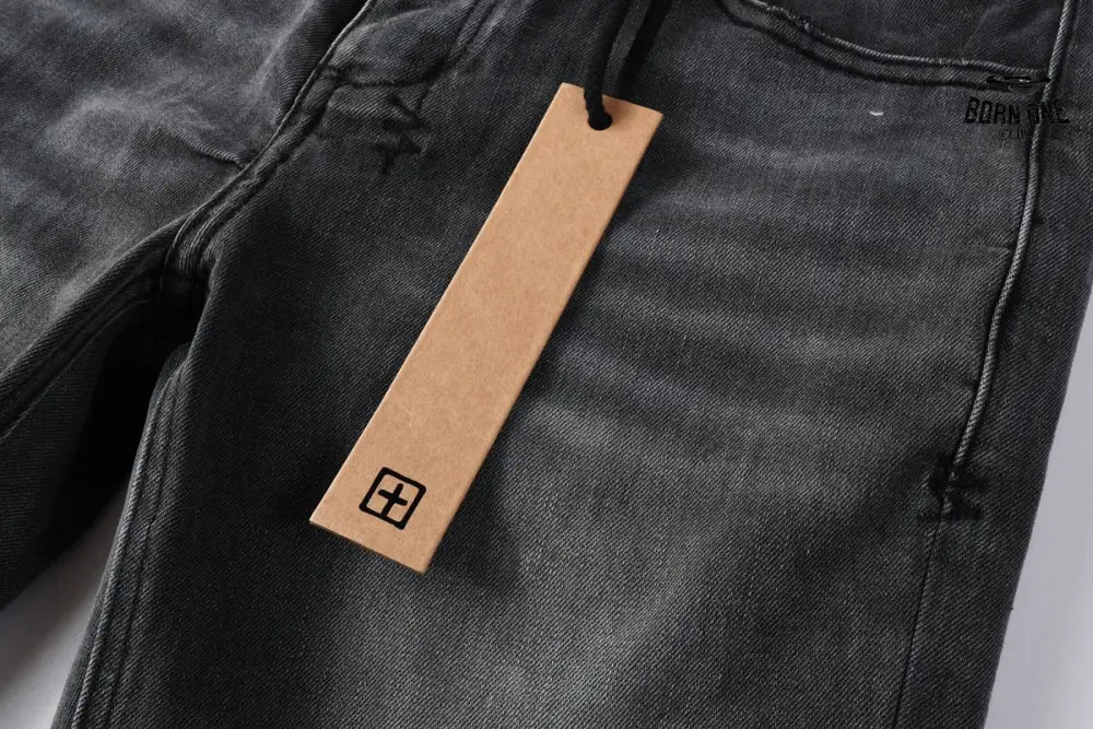 Calça Jeans Ksubi Cinza Escura Destroyed Logo