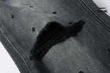 Calça Jeans Ksubi Cinza Escura Destroyed Logo