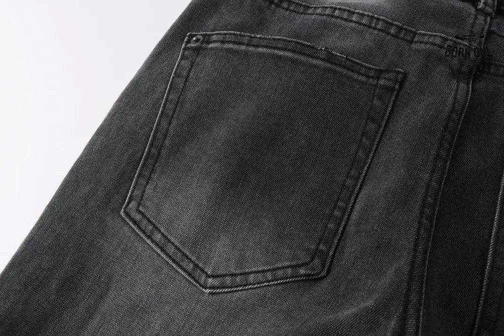 Calça Jeans Ksubi Cinza Escura Destroyed Logo