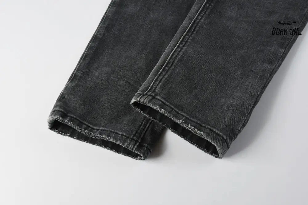 Calça Jeans Ksubi Cinza Escura Destroyed Logo