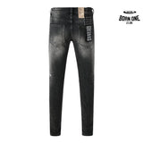 Calça Jeans Ksubi Preta Lavada Joelho Rasgado