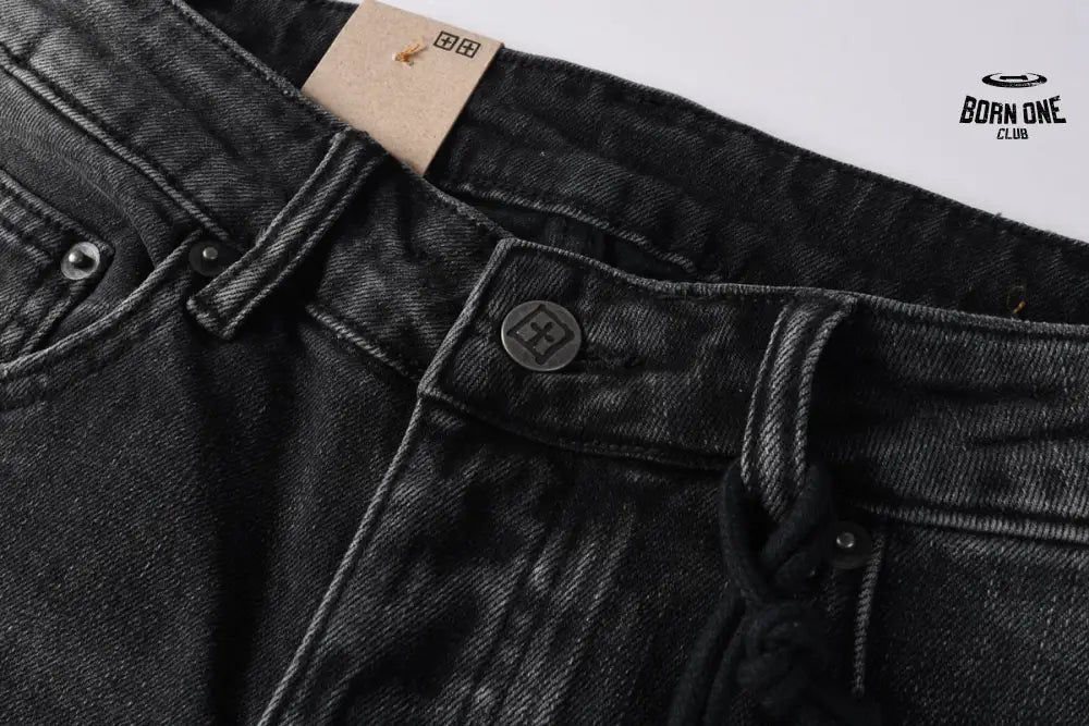 Calça Jeans Ksubi Preta Lavada Joelho Rasgado