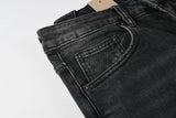 Calça Jeans Ksubi Preta Lavada Joelho Rasgado