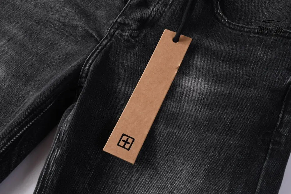 Calça Jeans Ksubi Preta Lavada Joelho Rasgado
