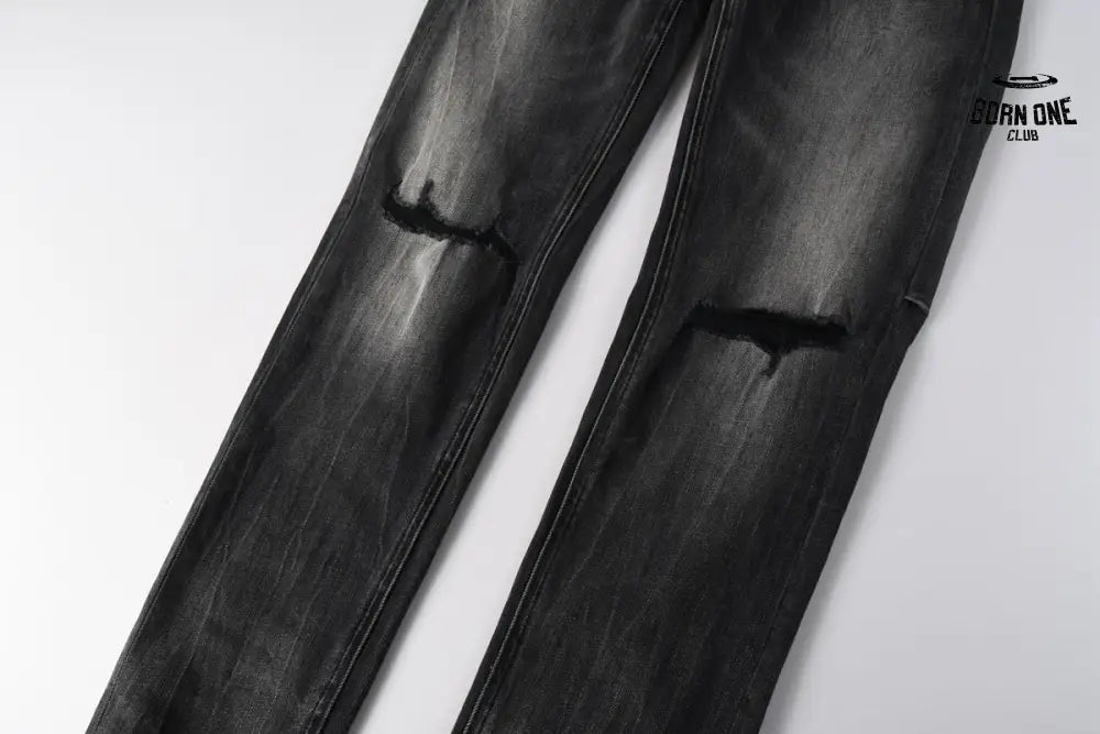 Calça Jeans Ksubi Preta Lavada Joelho Rasgado