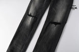Calça Jeans Ksubi Preta Lavada Joelho Rasgado