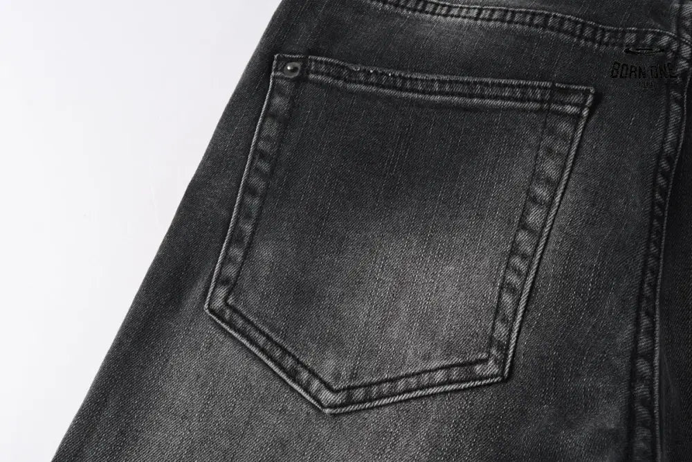 Calça Jeans Ksubi Preta Lavada Joelho Rasgado