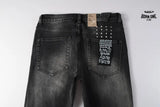 Calça Jeans Ksubi Preta Lavada Joelho Rasgado