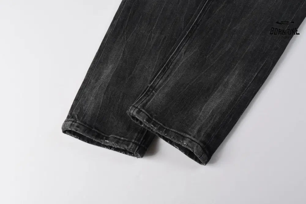 Calça Jeans Ksubi Preta Lavada Joelho Rasgado
