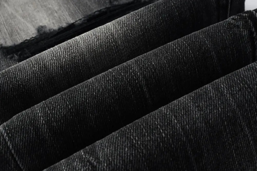 Calça Jeans Ksubi Preta Lavada Joelho Rasgado